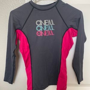 O’Neill Gray and Pink Medium Rash Guard Tight fit